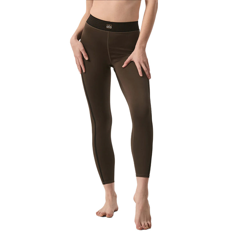 Alo Yoga Women's Airlift High Wasist 7/8 Line Up Legging Espresso