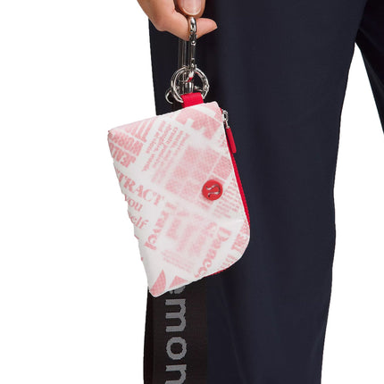 lululemon unisex Clippable Card Pouch Manifesto Print White Lulu Red