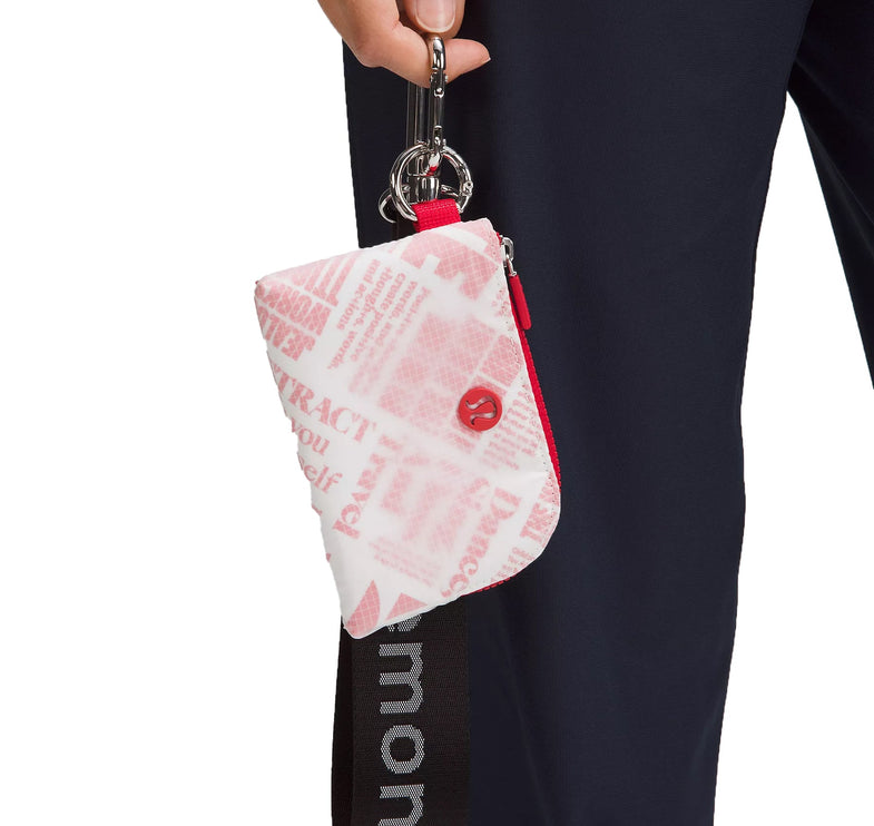 lululemon unisex Clippable Card Pouch Manifesto Print White Lulu Red