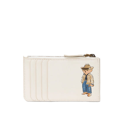 Polo Ralph Lauren Women's Polo Bear Leather Zip Card Case Ivory