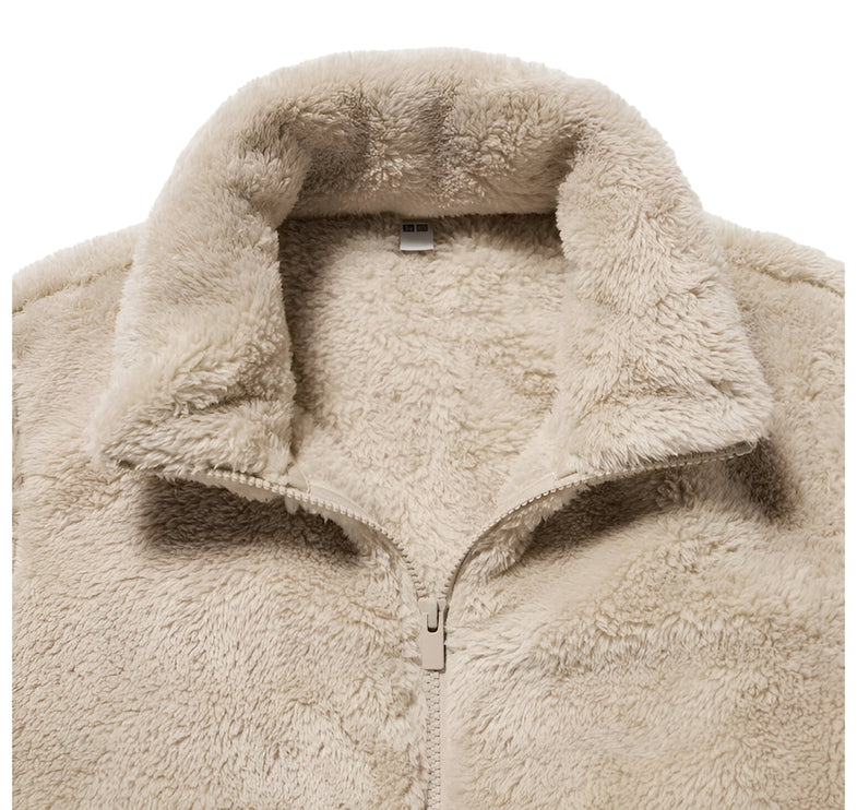 Uniqlo Women's Fluffy Yarn Fleece Full Zip Jacket 30 Natural