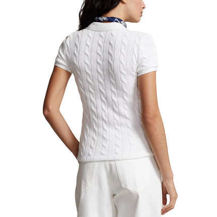 Polo Ralph Lauren Women's Cable Knit Polo Shirt White