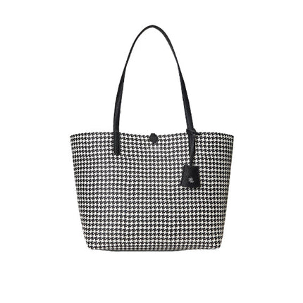 Polo Ralph Lauren Women's Faux Leather Reversible Tote Glenplaid Houndstooth