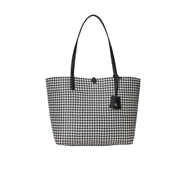 Polo Ralph Lauren Women's Faux Leather Reversible Tote Glenplaid Houndstooth