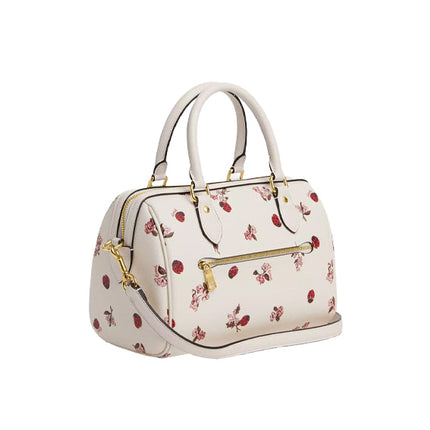 Coach Women's Rowan Satchel With Ladybug Floral Print Gold/Chalk Multi