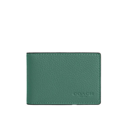 Coach Women's Compact Billfold In Colorblock Black Antique Nickel/Bright Green/Light Violet