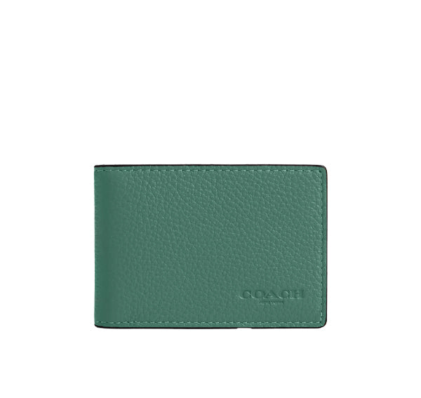 Coach Women's Compact Billfold In Colorblock Black Antique Nickel/Bright Green/Light Violet