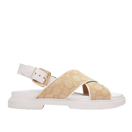 Coach Women's Fraser Sandal In Signature Jacquard Light Khaki/ Chalk