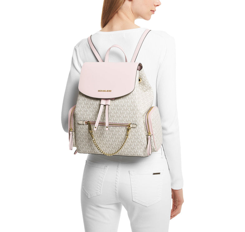 Michael Kors Women's Jet Set Large Logo Backpack Powder Blush Multi