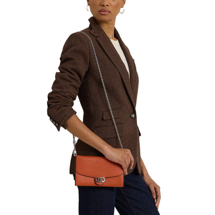 Polo Ralph Lauren Women's Leather Medium Adair Crossbody Rust Orange