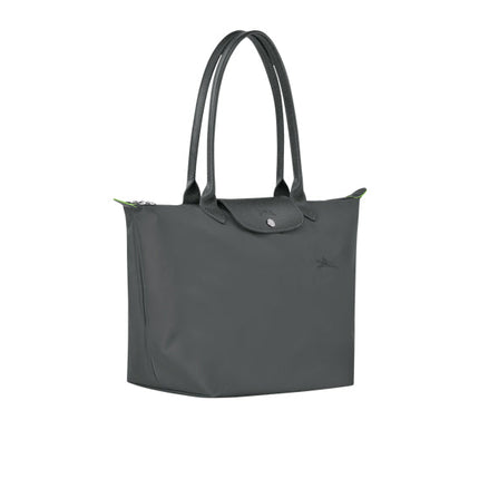 Longchamp Women's Le Pliage Green L Tote Bag Graphite Recycled Canvas