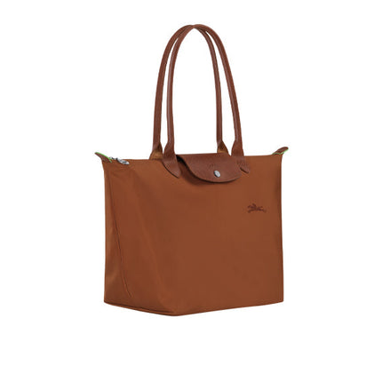 Longchamp Women's Le Pliage Green L Tote Bag Cognac Recycled Canvas