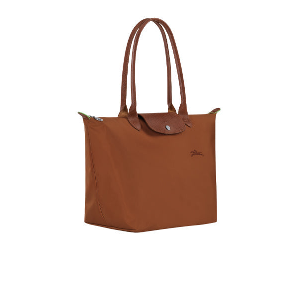 Longchamp Women's Le Pliage Green L Tote Bag Cognac Recycled Canvas