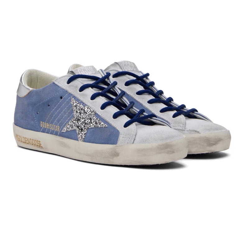 Golden Goose Women's Super Star Sneakers Shine/Silver/Blue