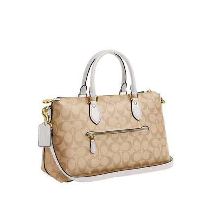 Coach Women's Georgia Satchel In Signature Canvas Gold/Light Khaki Chalk