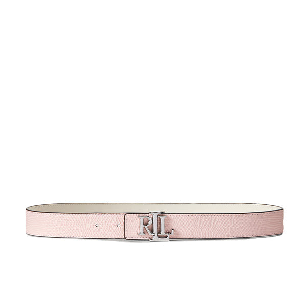 Polo Ralph Lauren Women's Logo Reversible Lizard Embossed Belt Tea Rose/Soft White