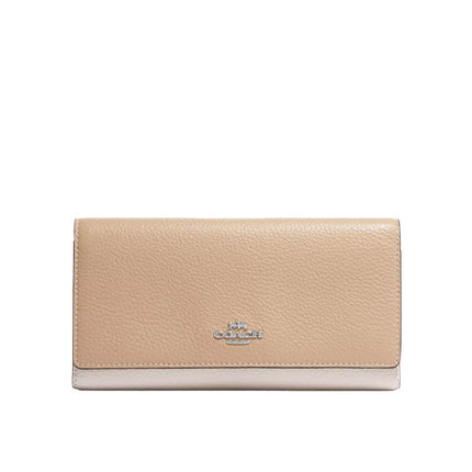 Coach Women's Slim Trifold Wallet In Colorblock Silver/Sandy Beige Multi