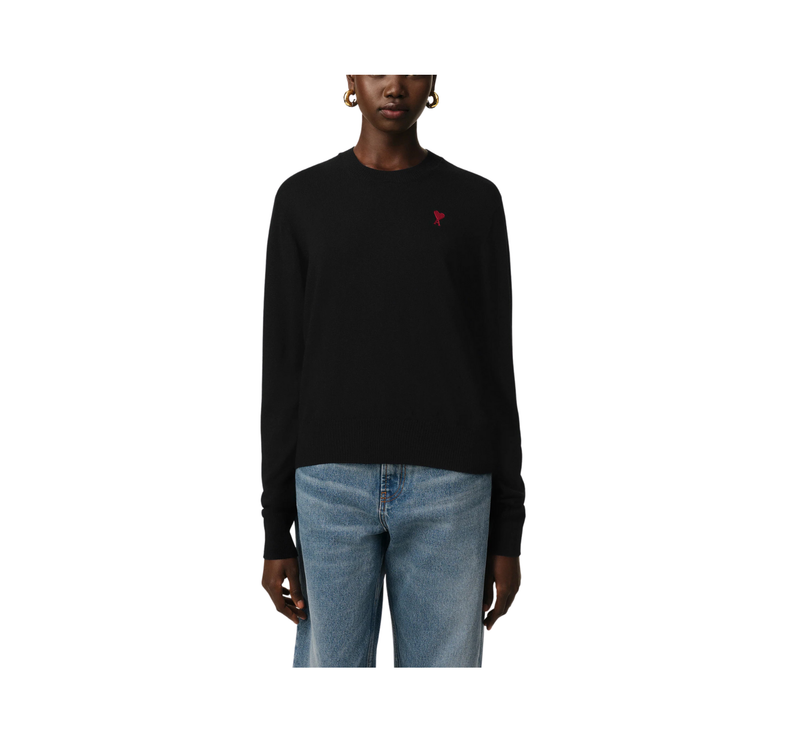 AMI Alexandre Mattiussi Unisex Wool Ami de Coeur Crew Neck Sweater Black