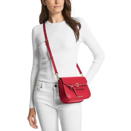 Michael Kors Women's Emilia Small Leather Crossbody Bag Bright Red