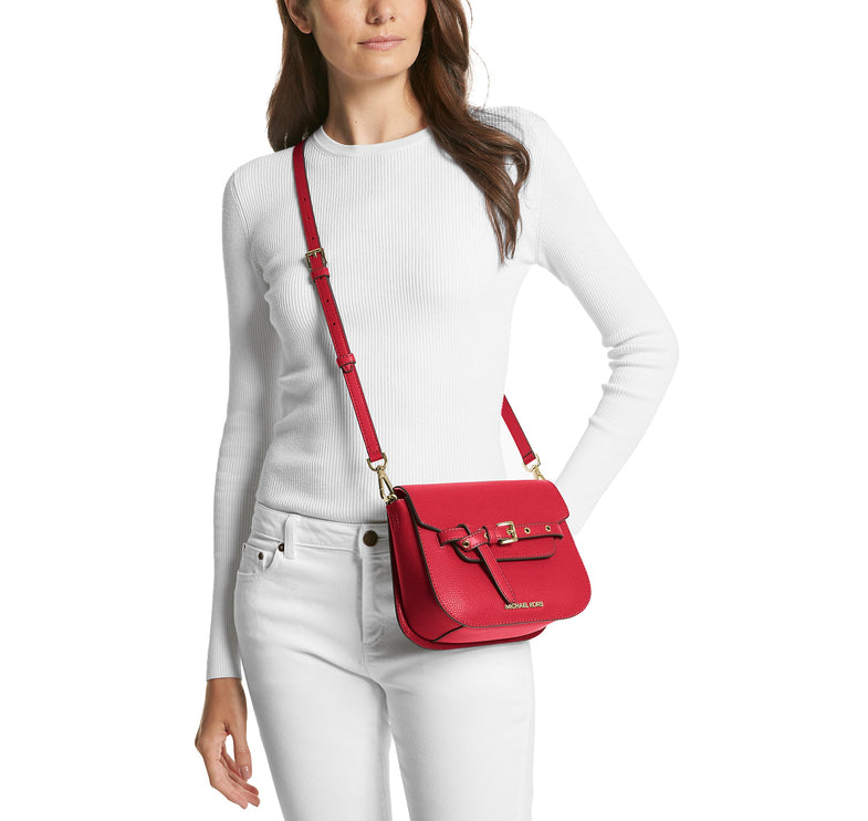 Michael Kors Women's Emilia Small Leather Crossbody Bag Bright Red