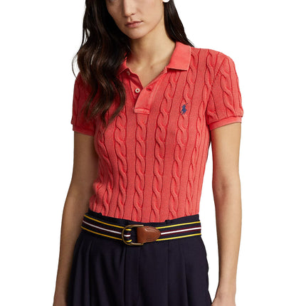 Polo Ralph Lauren Women's Cable Knit Polo Shirt Red