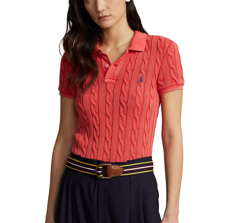 Polo Ralph Lauren Women's Cable Knit Polo Shirt Red