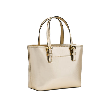 Michael Kors Women's Jet Set Travel Extra-Small Metallic Top-Zip Tote Bag Pale Gold