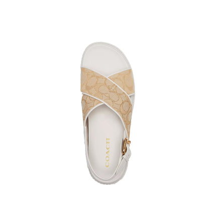 Coach Women's Fraser Sandal In Signature Jacquard Light Khaki/ Chalk