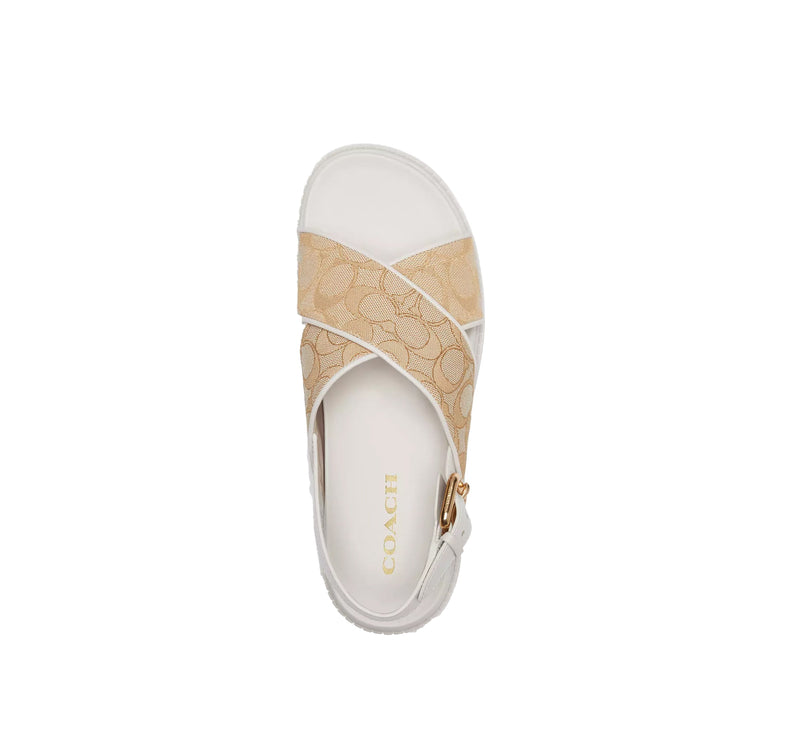 Coach Women's Fraser Sandal In Signature Jacquard Light Khaki/ Chalk