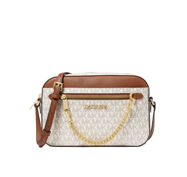 Michael Kors Women's Jet Set Large Logo Crossbody Bag Vanilla
