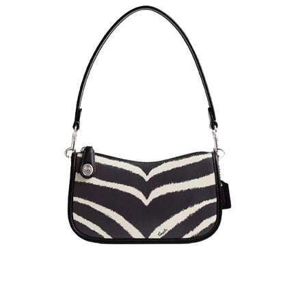 Coach Women's Swinger Bag 20 With Zebra Print Silver/Zebra