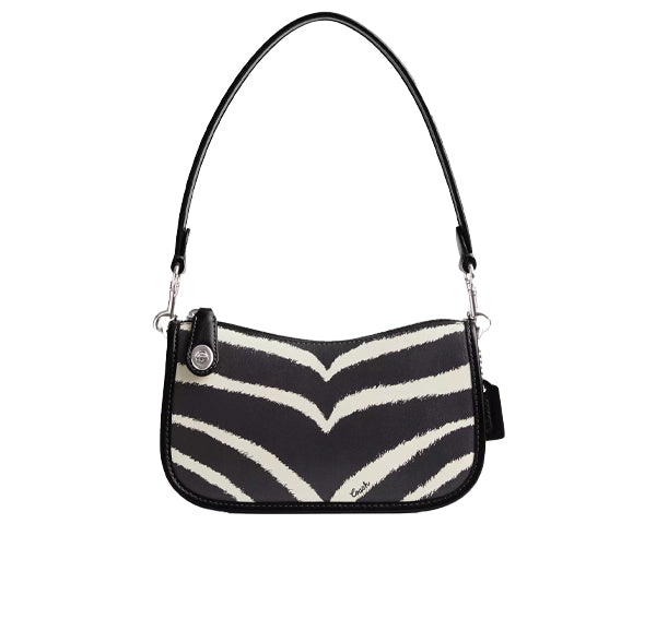 Coach Women's Swinger Bag 20 With Zebra Print Silver/Zebra