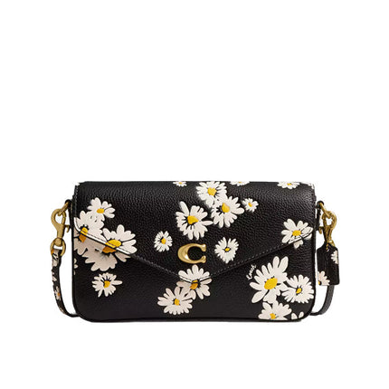 Coach Women's Wyn Crossbody Bag With Floral Print Brass/Black Multi