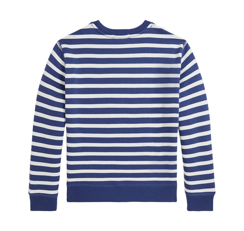 Polo Ralph Lauren Boy's Striped Polo Bear Fleece Sweatshirt  Light Navy