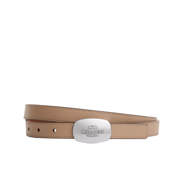 Coach Women's Signature Buckle Cut To Size Reversible Eliza Belt, 18 Mm Silver/Taupe/Redwood