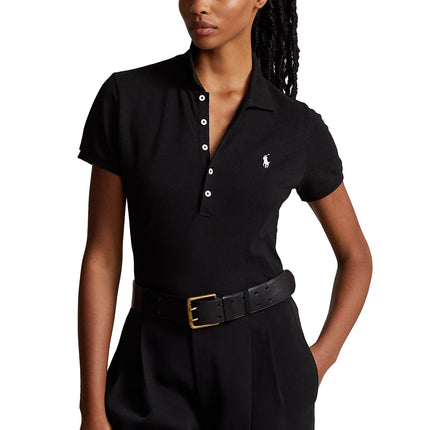 Polo Ralph Lauren Women's Slim Fit Stretch Polo Shirt Polo Black White