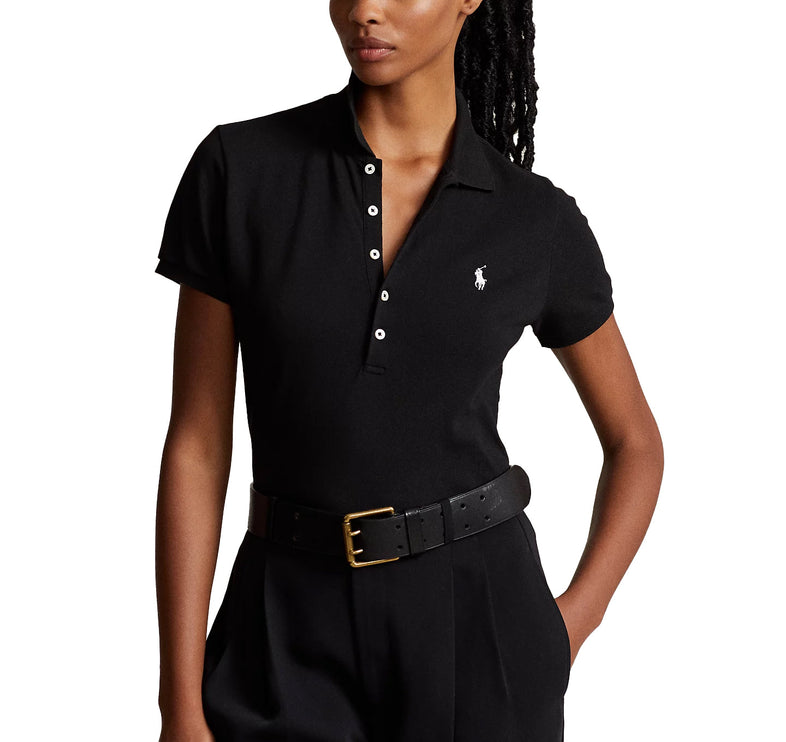 Polo Ralph Lauren Women's Slim Fit Stretch Polo Shirt Polo Black White