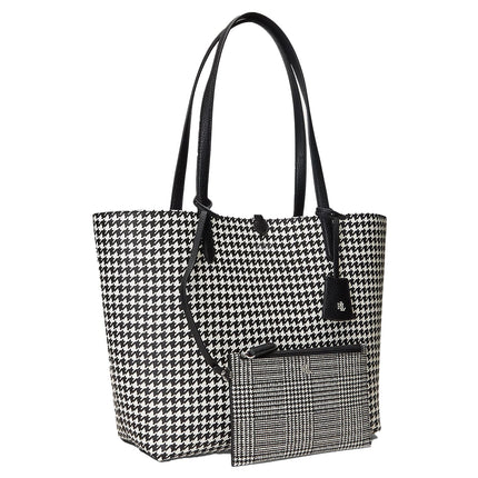 Polo Ralph Lauren Women's Faux Leather Reversible Tote Glenplaid Houndstooth