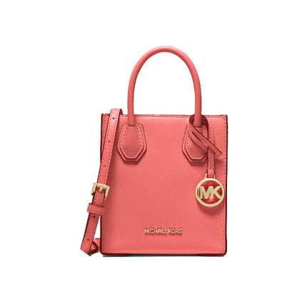 Michael Kors Women's Mercer Extra Small Pebbled Leather Crossbody Bag Grapefruit