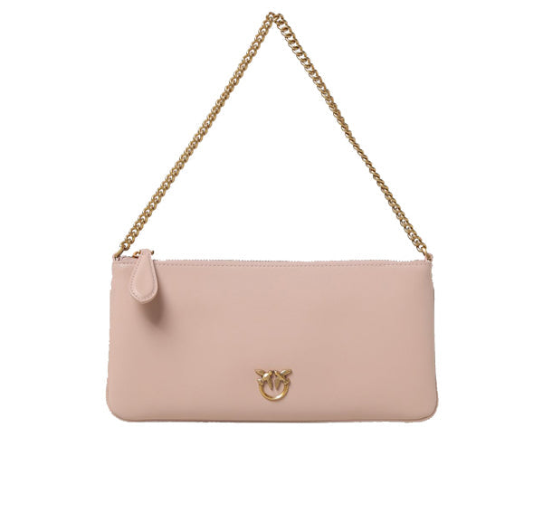 Pinko Women's Horizontal Flat Bag in Leather Dusty Pink