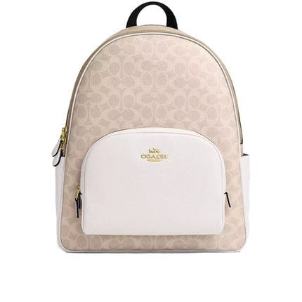 Coach Women's Large Court Backpack In Signature Canvas Gold/Sand/Chalk