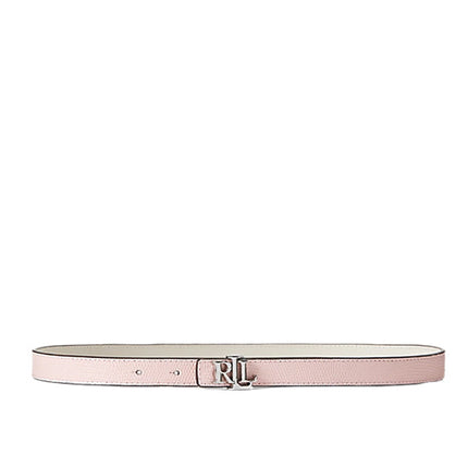 Polo Ralph Lauren Women's Logo Reversible Embossed Skinny Belt Tea Rose/Soft White