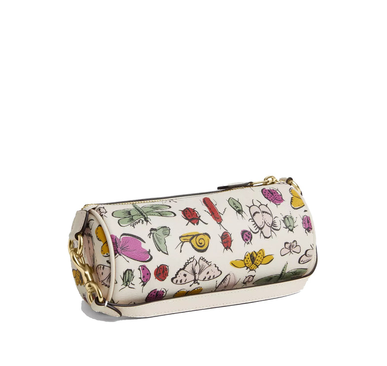 Coach Women's Nolita Barrel Bag With Creature Print Gold/Chalk Multi