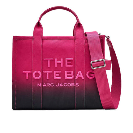 Marc Jacobs Women's The Ombré Coated Canvas Medium Tote Bag Black Hot Pink