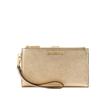 Michael Kors Women's Adele Metallic Pebbled Leather Smartphone Wristlet Pale Gold