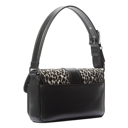 Michael Kors Women's Colby Medium Leopard Print Calf Hair Shoulder Bag Black Combo