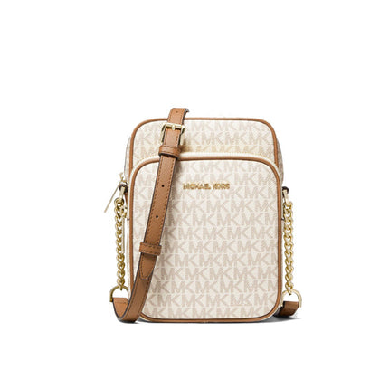 Michael Kors Women's Jet Set Travel Medium Logo Crossbody Bag Vanilla