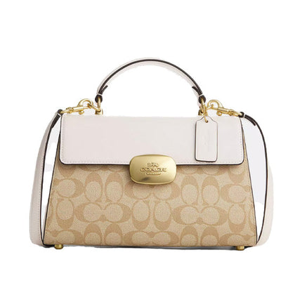 Coach Women's Eliza Top Handle In Signature Canvas Gold/Light Khaki Chalk - Ready to Ship