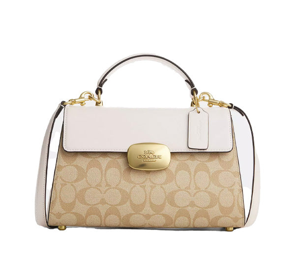 Coach Women's Eliza Top Handle In Signature Canvas Gold/Light Khaki Chalk - Ready to Ship