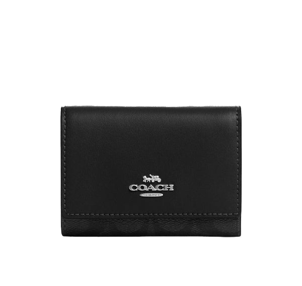 Coach Women's Micro Wallet In Signature Canvas Silver/Graphite/Black